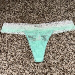 Lace Thong Panty in Mint and White